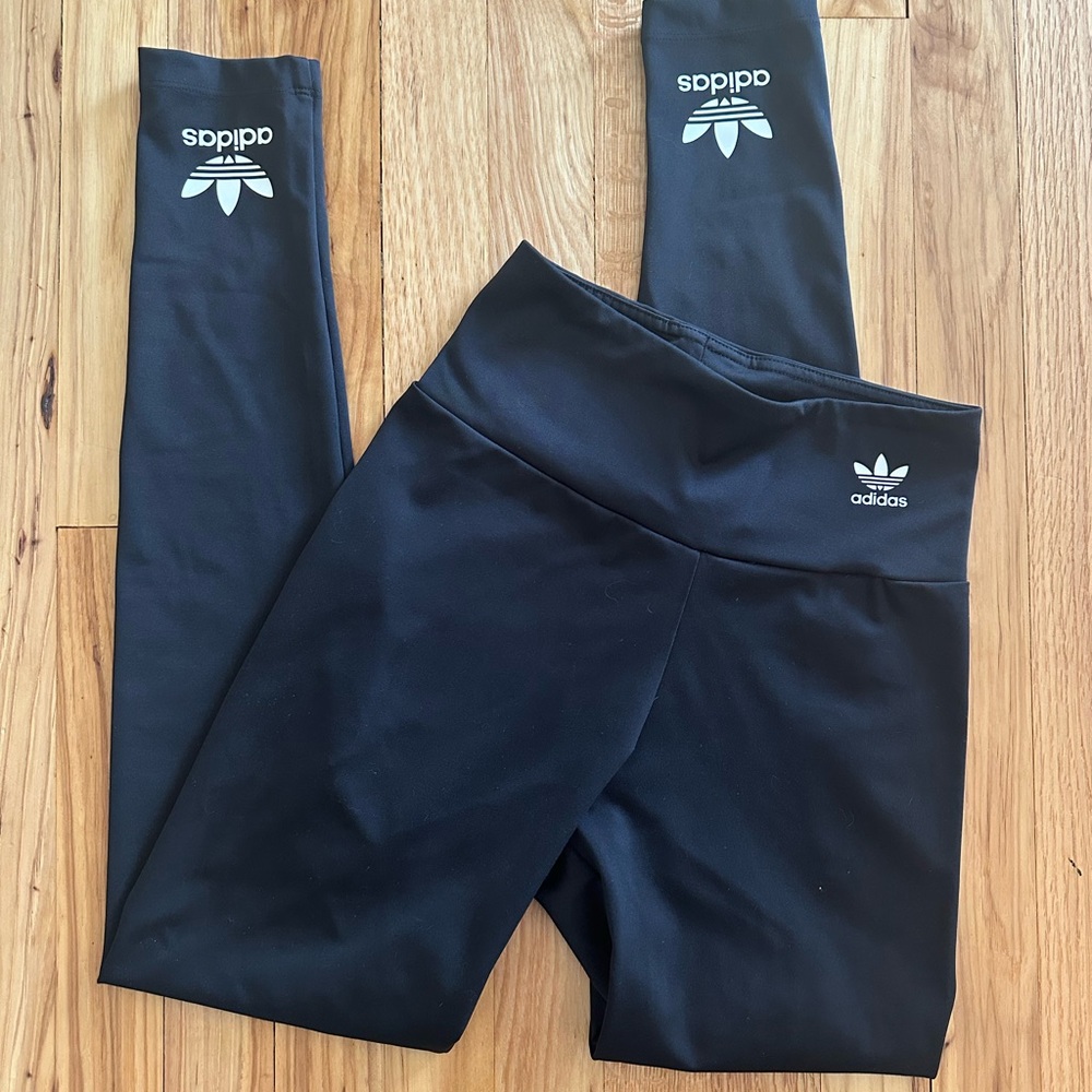 Adidas Black Performance Leggings High-Rise Stretch